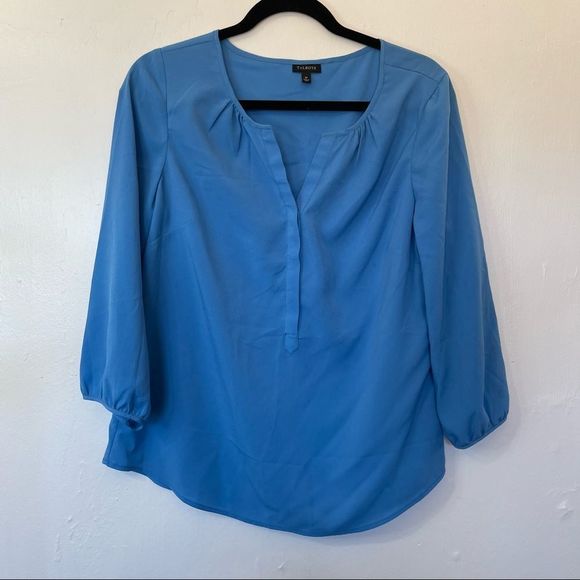 Talbots Blue Three Quarter Sleeve Lightweight Shirt Top with Buttons - Picture 1 of 8